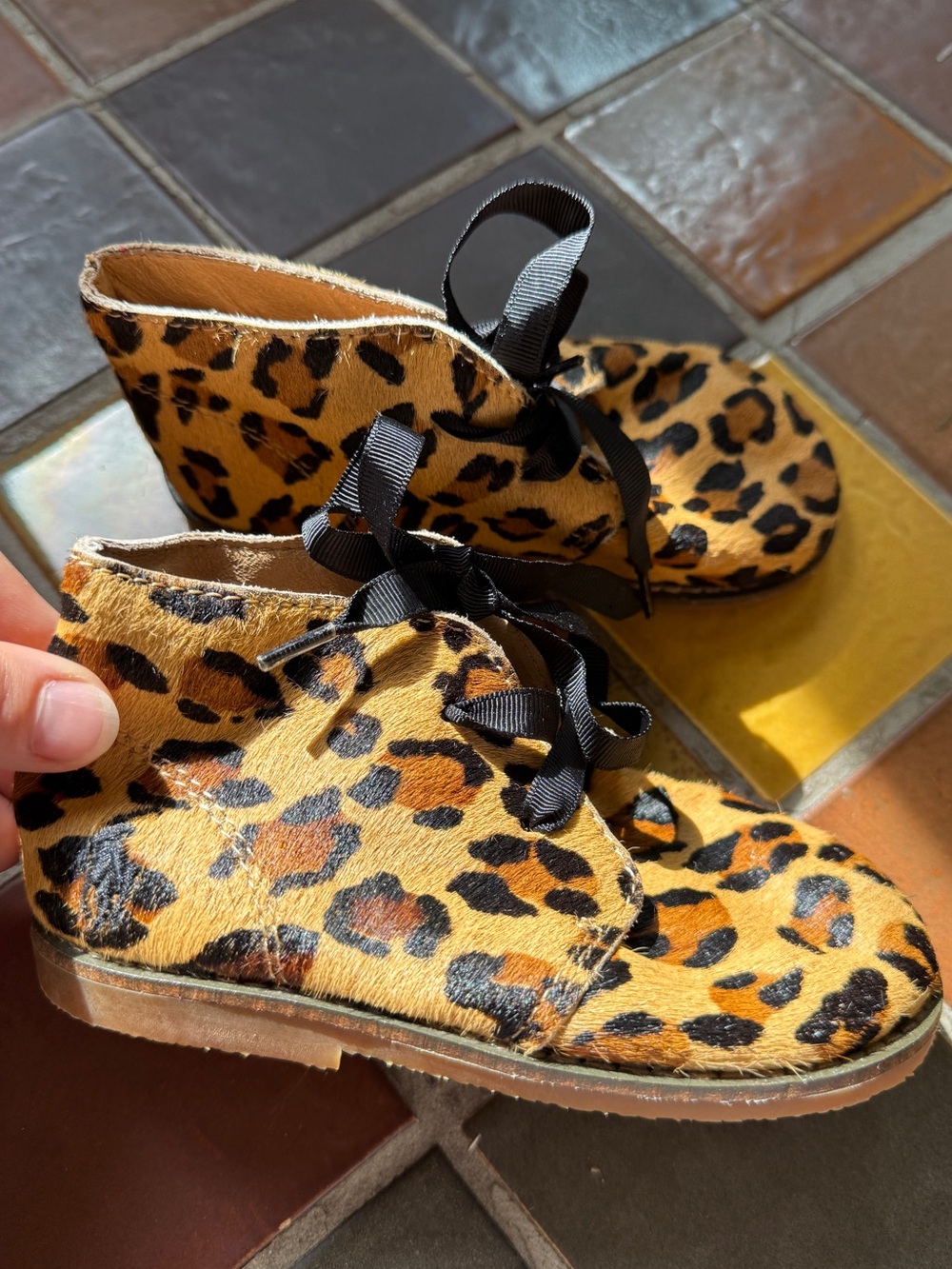 Polo Ralph Lauren Calf Hair Leopard Boots Kids Size 8